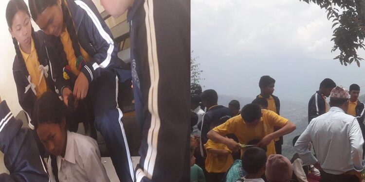 विद्यालयमा सिकाइयो कपाल बाट्न र काट्न 