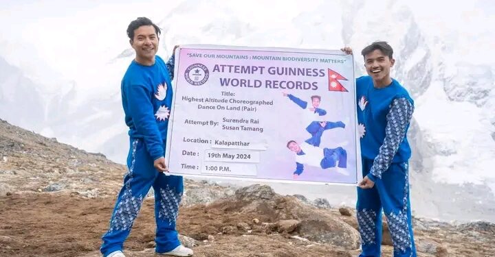 विश्व रेकर्डका लागि सोलुखुम्बुको कालापत्थरमा निर्देशकद्वयको नृत्य