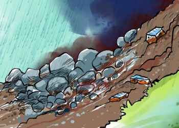 सोलुखुम्बुमा एकै दिन बाढी पहिरोका कारण ५ घर, एउटा विद्यालय भवन जोखिममा 