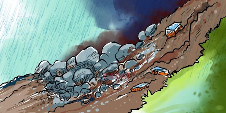 सोलुखुम्बुमा एकै दिन बाढी पहिरोका कारण ५ घर, एउटा विद्यालय भवन जोखिममा 