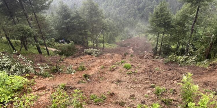 वोङ्छु शेर्पा मेमोरियल प्राथामिक अस्पताल नजिकै पहिरो