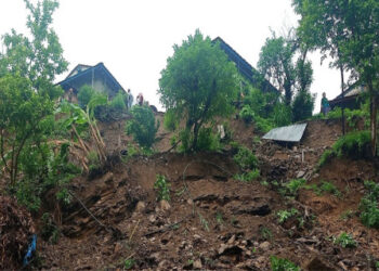 अविरल वर्षापछि गएको पहिरोले ओखलढुंगामा १ हल गोरु पुरिए