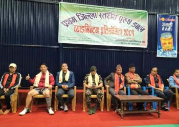 जिल्ला स्तरीय पुरुष व्याडमिन्टन प्रतियोगीतामा लुईटेल र कार्की विजयी