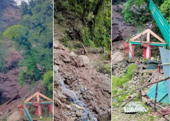 वर्षा सहितको पहिरोले ककनी मन्दिर पुरियो, एक करोडको क्षती