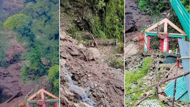 वर्षा सहितको पहिरोले ककनी मन्दिर पुरियो, एक करोडको क्षती