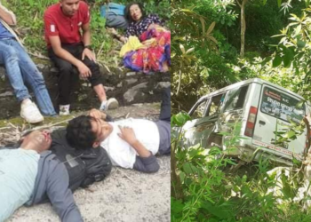 ओखलढुङ्गाको हिलेपानीमा यात्रुबाहक सुमो दुर्घटना, १२  जना घाइते 