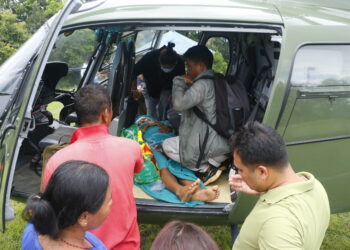 भोजपुर षडानन्द–५ की सुत्केरी महिलाको हेलिकप्टरबाट उद्धार