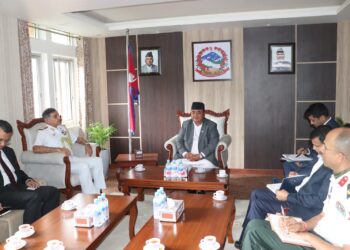 रक्षामन्त्री मानबिर राईसँग नेशनल डिफेन्स भारतका प्रतिनिधिमण्डल बिच भेट