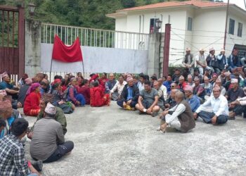 लिखु हाइड्रोको ज्यादतीबिरुद्ध पीडित संघर्ष समितिको धर्ना