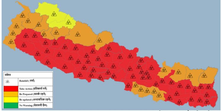 मनसुन सक्रिय भएपछि खोटाङ र ओखलढुङ्गा सहित ५६ जिल्लामा ‘रेड अलर्ट’