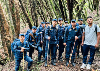 जिल्ला प्रहरी कार्यालय खोटाङले गर्याे, मुन्धुम ट्रेलमा ११३ किलोमिटर लामो गस्ती