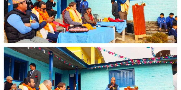 उपाध्यक्ष कुलुङ तथा अमेरिकन नागरिक स्याम रोल्याण्डद्वारा मुद्वि – खोङमाडिङ पदमार्गको उद्घाटन