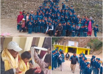 वडा अध्यक्ष मगरको पहलमा माप्य ६ का शिक्षक तथा विद्यार्थीलाई स्वेटर र टोपी वितरण