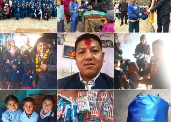 वडा अध्यक्ष मगरको पहलमा ४ वटा विद्यालयका शिक्षक तथा विद्यार्थीलाई स्वेटर सहित विवधि सामाग्री वितरण