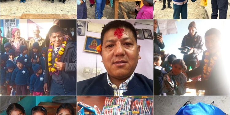 वडा अध्यक्ष मगरको पहलमा ४ वटा विद्यालयका शिक्षक तथा विद्यार्थीलाई स्वेटर सहित विवधि सामाग्री वितरण