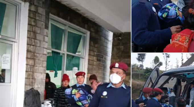 हेलिकप्टर मार्फत नवजात शिशुसहित सुत्केरीको उद्दार