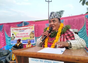 रक्षामन्त्री राईले गरे सत्संग सामुदायिक भवनको शिलान्यास