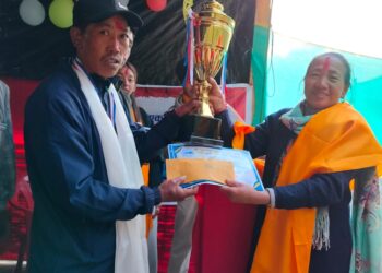 खुल्ला जुनियर पुरुष भलिबल प्रतियोगिताको उपाधी मिरमिरे एकता युवा क्लबलाई