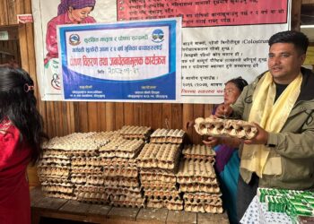 तिङ्लामा  सुत्केरी आमाका लागि पोषण तथा सरसफाई सामग्री वितरण