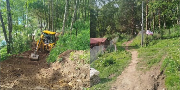 तिनकुने–थातिङ क्षेत्रको ढलान शुरु, १ करोडको बजेटमा सेनाले थाल्यो काम