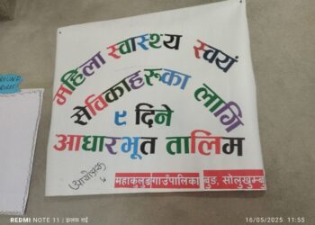महाकुलुङमा महिला स्वास्थ्य स्वयंसेविकालाई ९ दिने आधारभूत तालिम