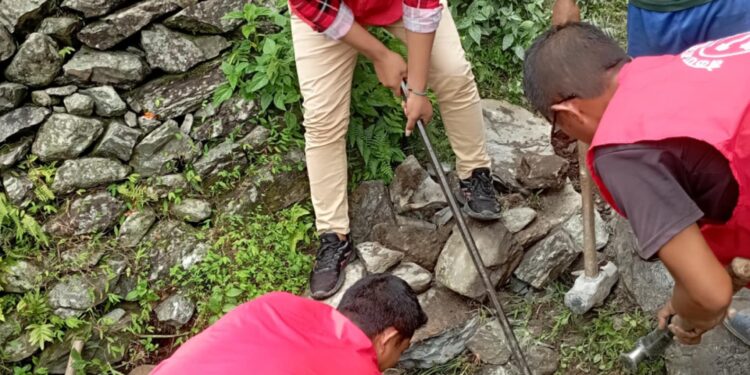 वाईसियल नेपालको श्रम तथा उत्पादन अभियान अन्तर्गत देउसामा श्रमदान