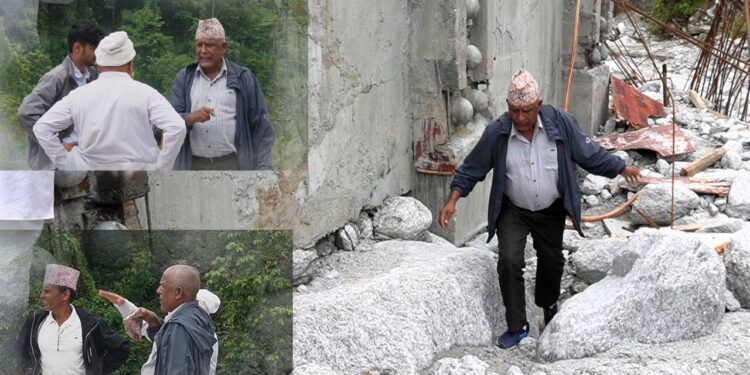  समन्वय प्रमुख निरौलाबाट क्षतिग्रस्त पुलको अनुगमन 