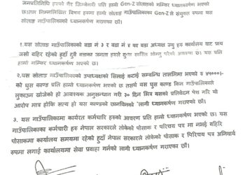 सोताङ गाउँपालिकामा जेनजी समूहको तीन बुँदे ध्यानाकर्षण