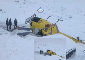 सोलुखुम्बुको लोबुचेमा हेलिकप्टर दुर्घटना, पाईलट सकुशल, मानवीय क्षति भएन