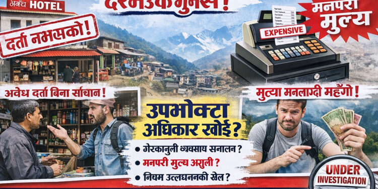 सोलुखुम्बुमा दर्ता बिना होटल–पसल सञ्चालन र मनलाग्दी दरभाउको गुनासो