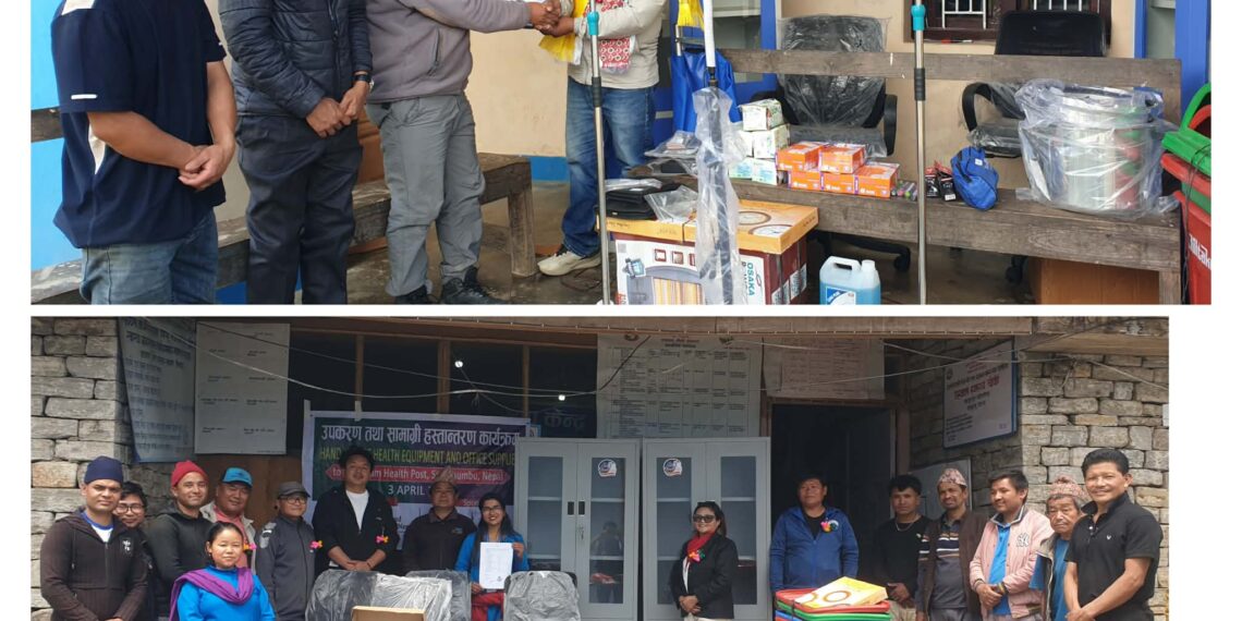 महाकुलुङ गाउँपालिकाका दुई स्वास्थ्य संस्थालाई सामग्री सहयोग