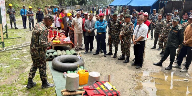ओखलढुङ्गामा मनसुनजन्य विपद् प्रतिकार्य अभ्यास सञ्चालन