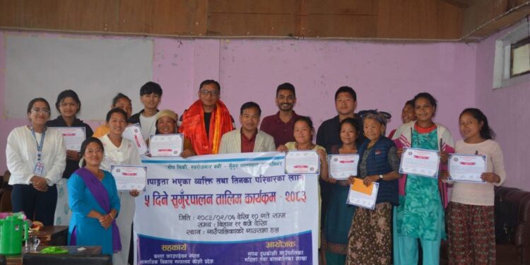 माप्य दुधकोशीमा अपाङ्गता भएका व्यक्ति र परिवारलाई ५ दिने सुँगुरपालन तालिम