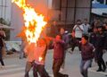 प्रधानमन्त्री बालेनविरुद्ध खोटाङमा विद्यार्थी संगठनको प्रदर्शन, पुतला दहन