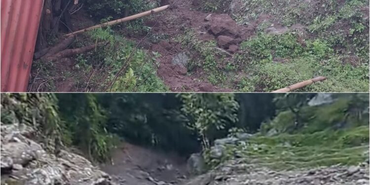 निरन्तर वर्षाका कारण ऐसेलुखर्कका विभिन्न वडामा क्षति, तीन घर बस्न नहुने अवस्थामा