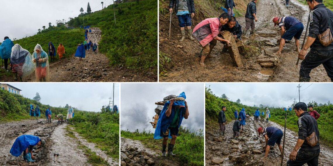 नुनथला छिर्दी सडकको हाइड्रोका कारण हरिबिजोग, स्थानीय जुटेर गरे श्रमदान