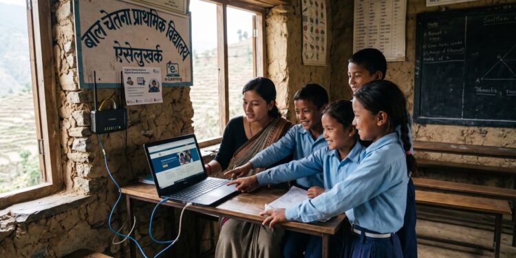 ऐसेलुखर्कका विद्यालयमा इन्टरनेट पुगेपछि शिक्षक–विद्यार्थीलाई सहज