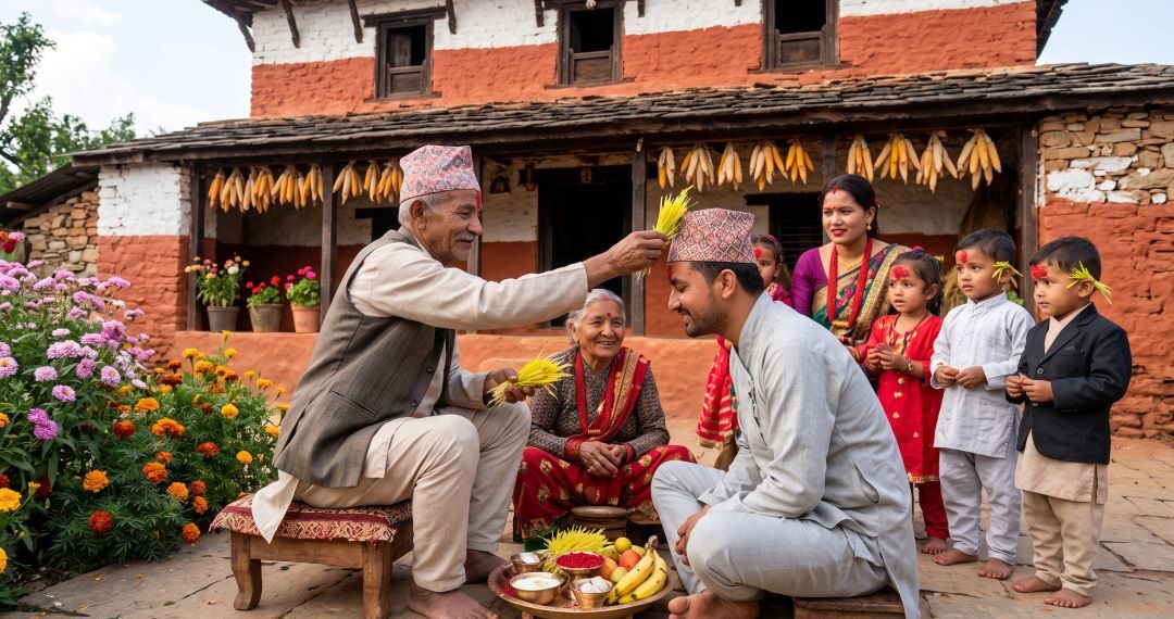 बडादशैँको टीकाको दोस्रो दिन पनि मान्यजनबाट आशीर्वाद लिने क्रम जारी