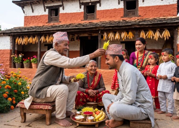 बडादशैँको टीकाको दोस्रो दिन पनि मान्यजनबाट आशीर्वाद लिने क्रम जारी